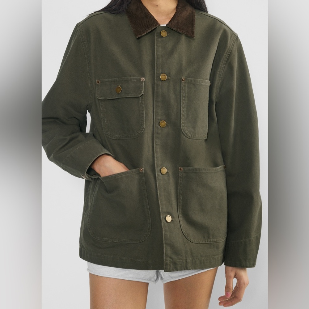 Aritzia Olive Utility Jacket with Brown Collar